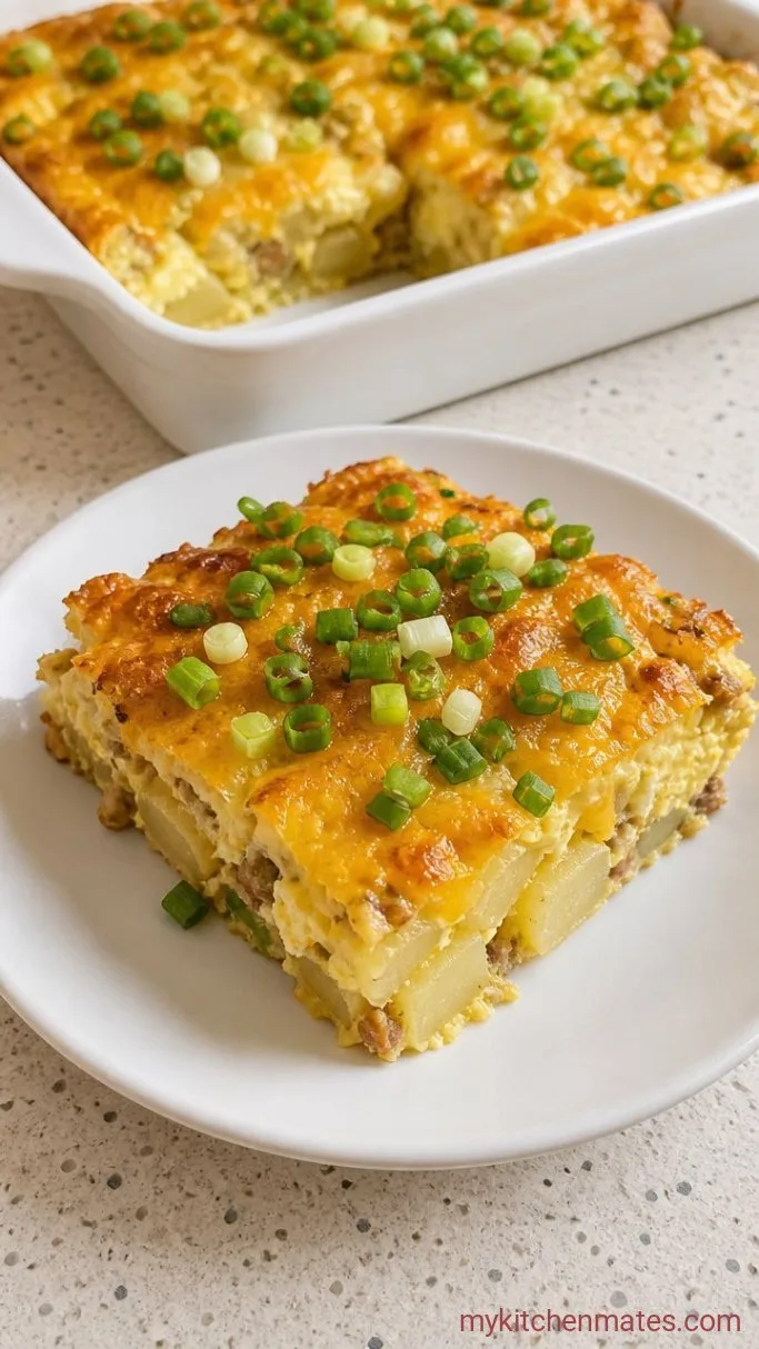 Make-Ahead Cheesy Egg and Potato Casserole Step 5: Slice and Serve