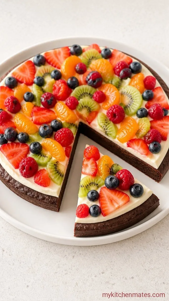 Brownie Fruit Pizza with Cream Cheese Frosting & Berries Step 5: Slice and Serve