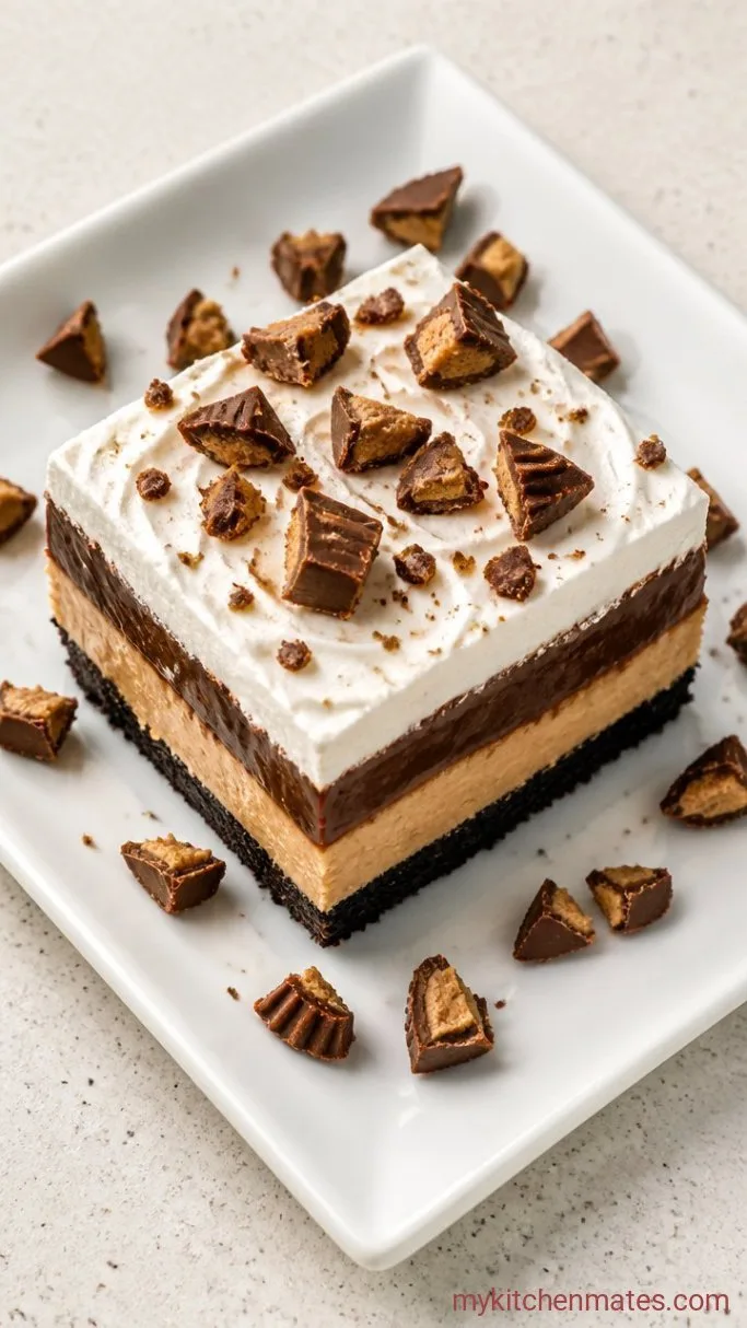 Creamy No-Bake Peanut Butter Lasagna Step 5: Slice and Serve