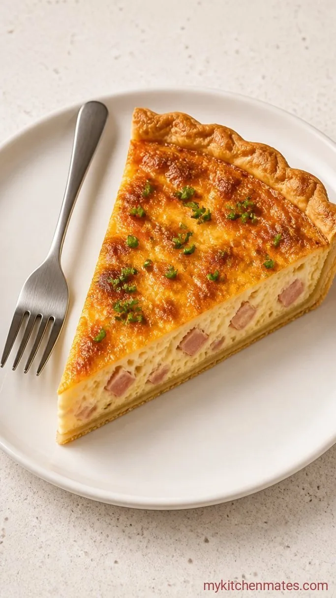 Easy Ham and Swiss Quiche with a Buttery Crust Step 5: Slice and Serve