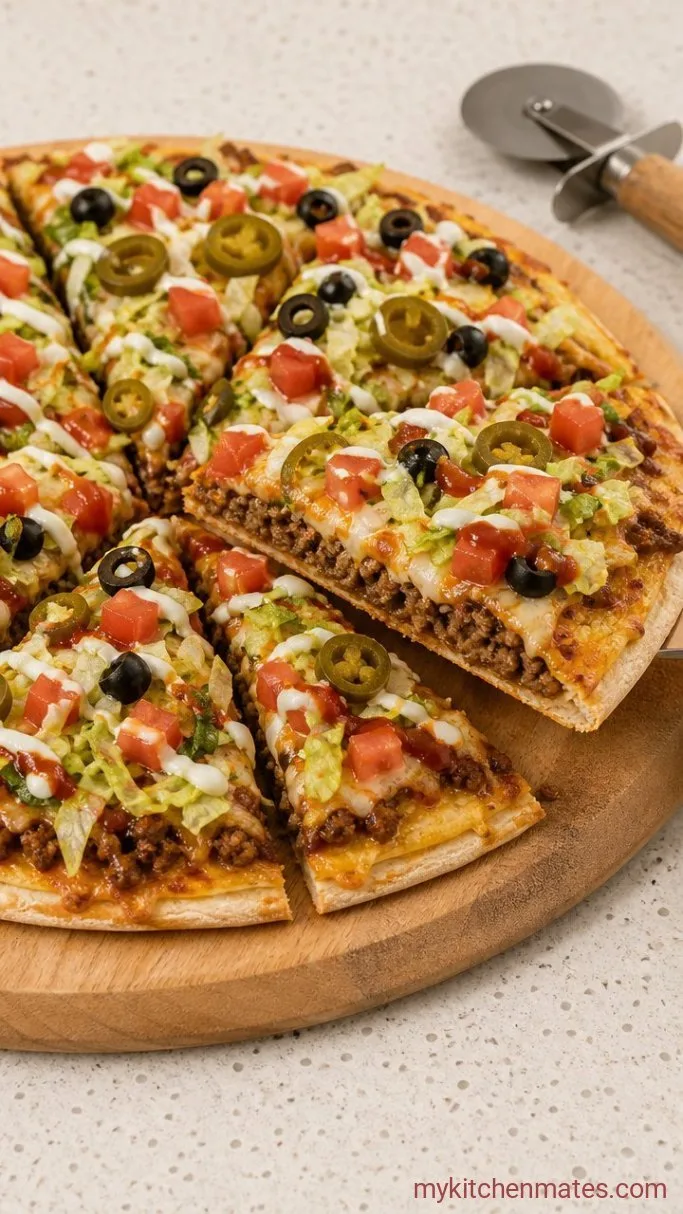 15-Minute Taco Pizza with Tortillas Step 5: Slice and Serve