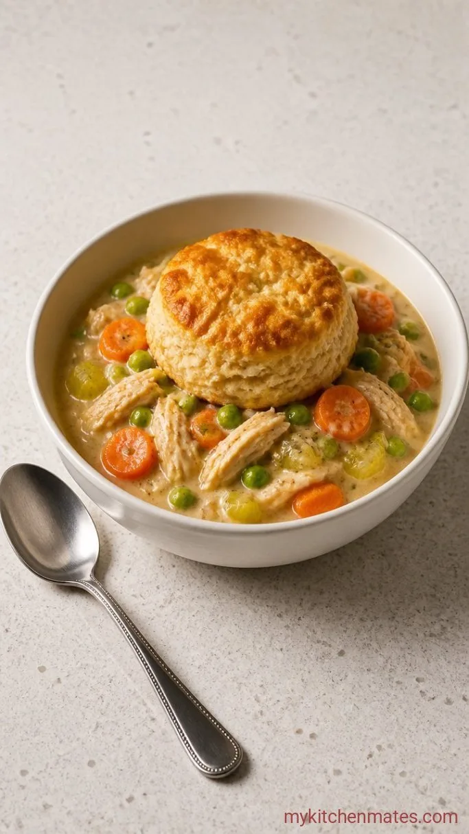 Creamy Chicken Pot Pie Casserole with Biscuits Step 5: Spoon and Serve