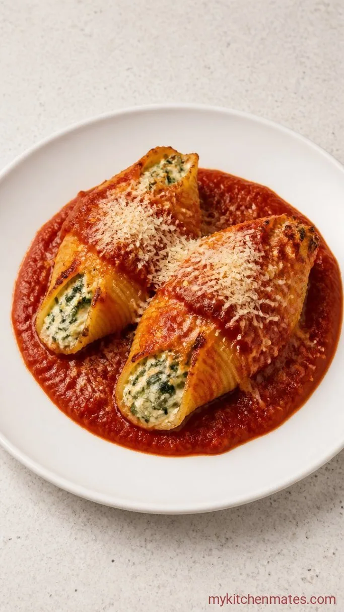 Creamy Spinach and Ricotta Stuffed Shells Step 5: Spoon and Serve