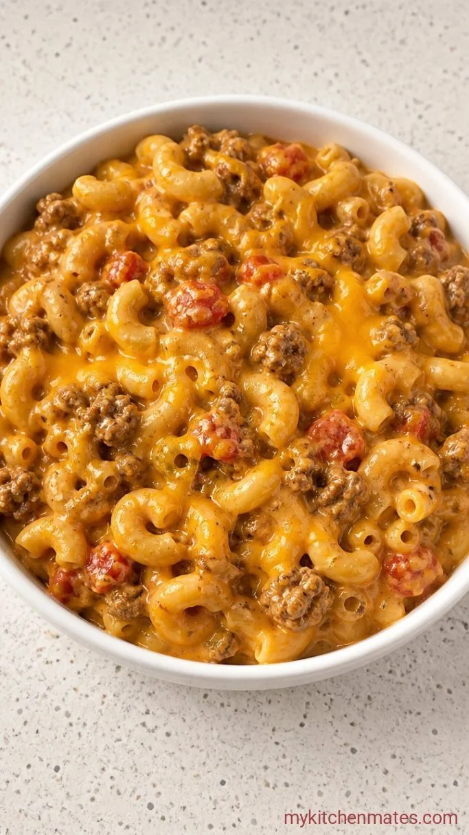 One-Pot Creamy Rotel Pasta with Ground Beef Step 5: Spoon Into Bowls