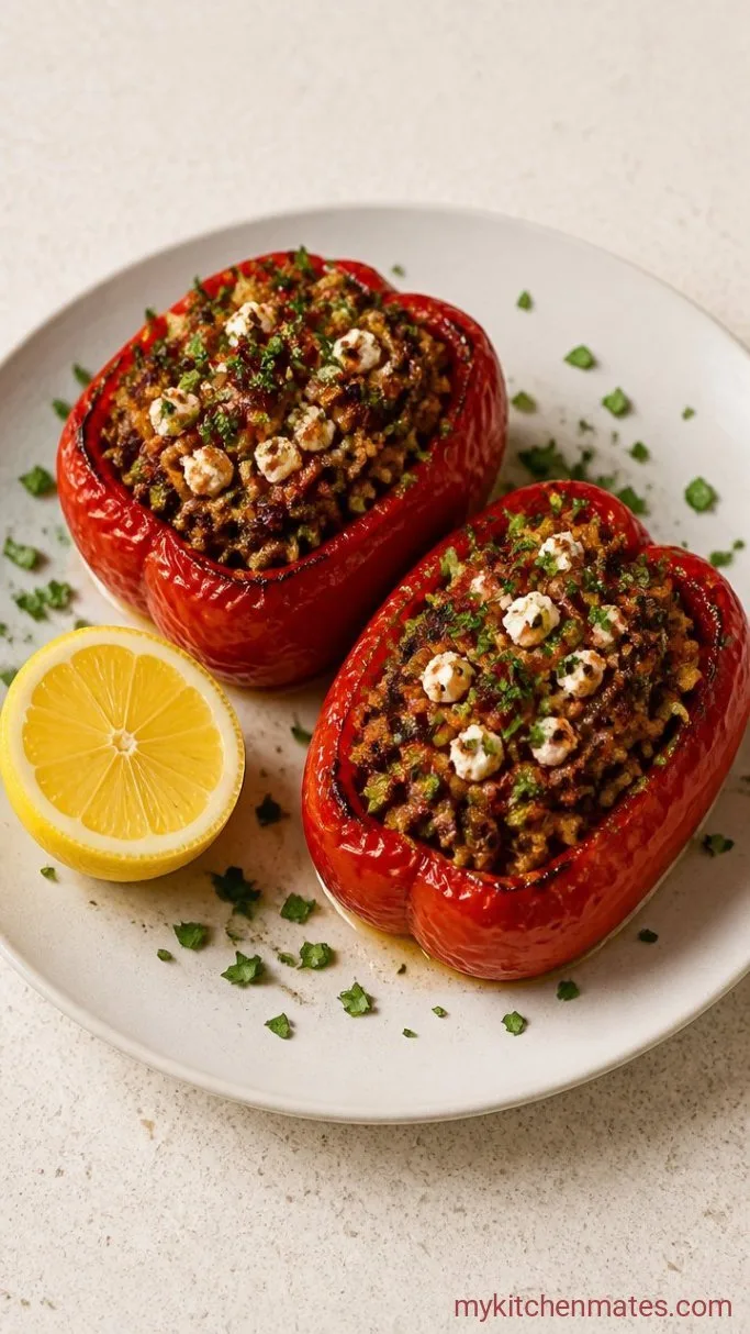 Greek Stuffed Peppers with Feta and Herbed Rice Step 5: Squeeze and Serve