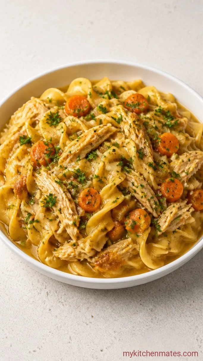 Creamy Crockpot Chicken and Noodles Step 5: Stir in the Butter and Serve