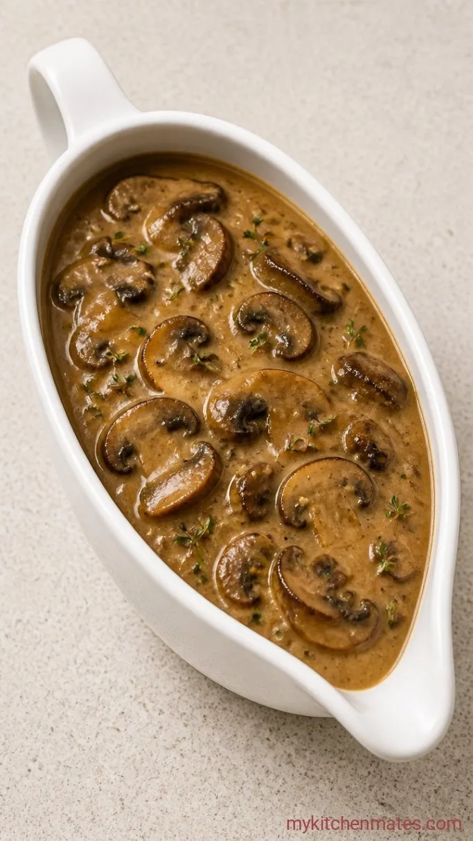 Quick Cream of Mushroom Gravy from Scratch Step 5: Stir in the Cream and Serve