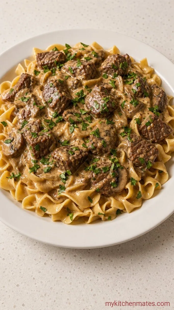 Tender Beef Stroganoff with Stew Meat Step 5: Stir in the Sour Cream and Serve