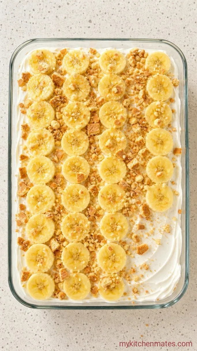 No-Mixer Banana Poke Cake (So Easy) Step 5: Top and Chill