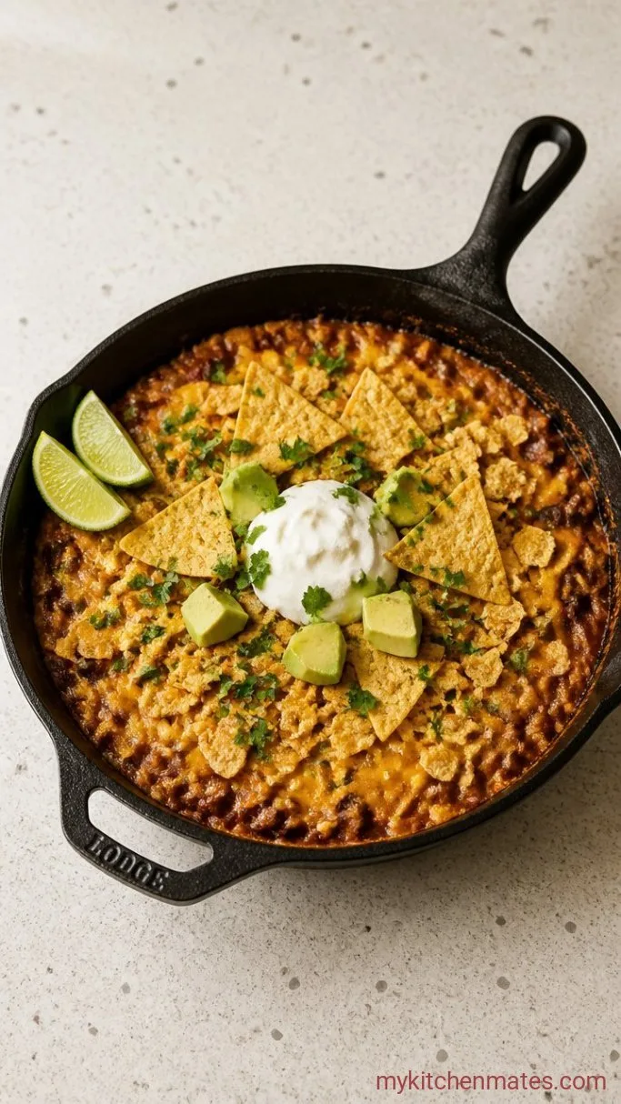 One-Pan Taco Skillet Dinner in 30 Minutes Step 5: Top with Chips and Serve