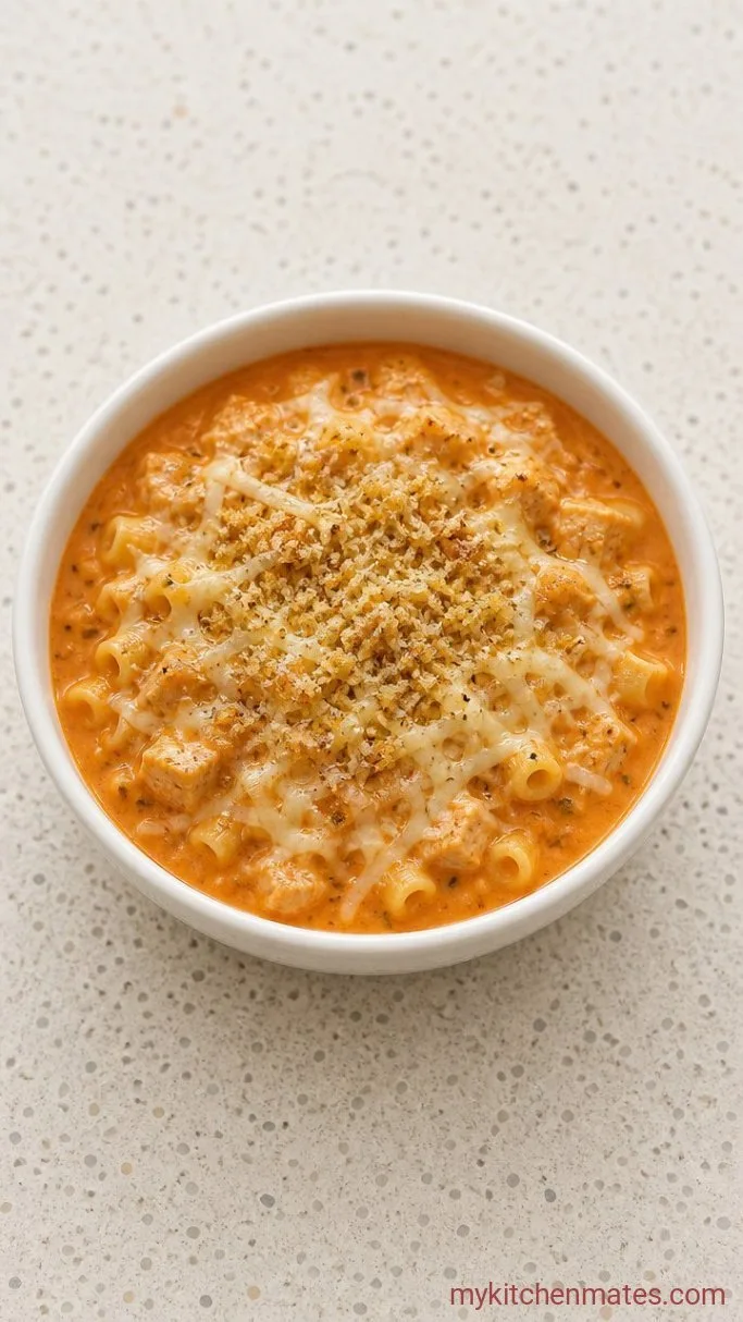 30-Minute Creamy Chicken Parmesan Soup Step 5: Top with Crispy Parmesan Croutons