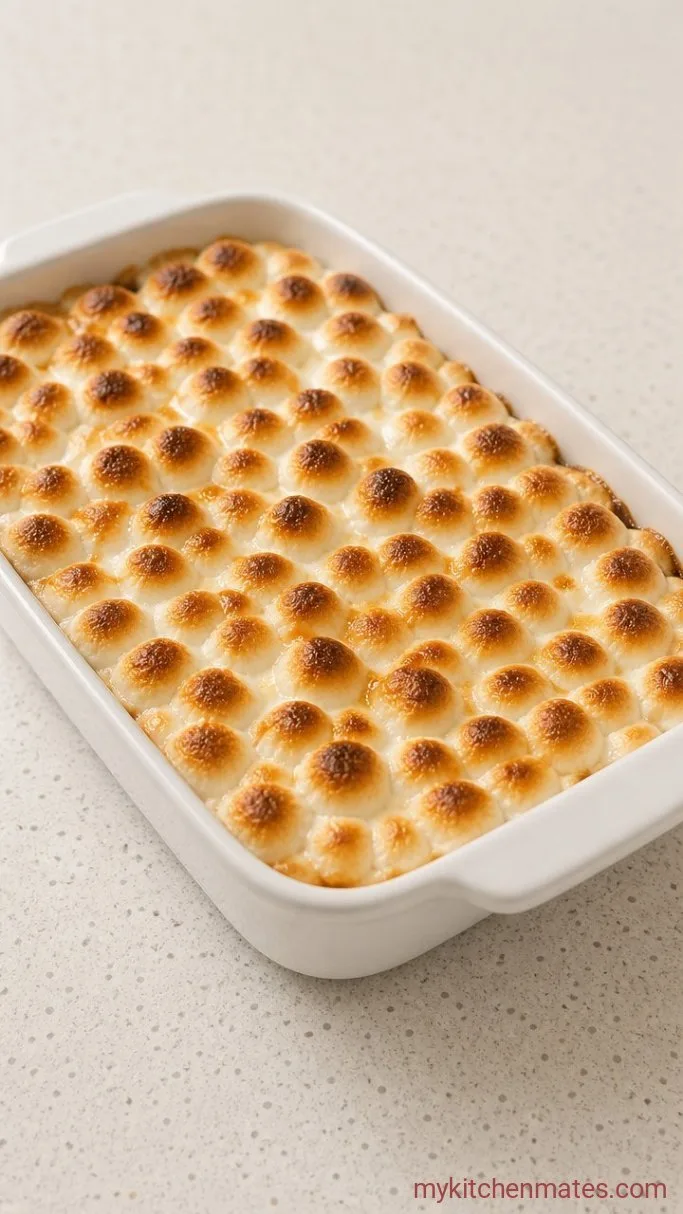 Classic Sweet Potato Casserole with Toasted Marshmallows Step 5: Top with Marshmallows and Broil Until Golden
