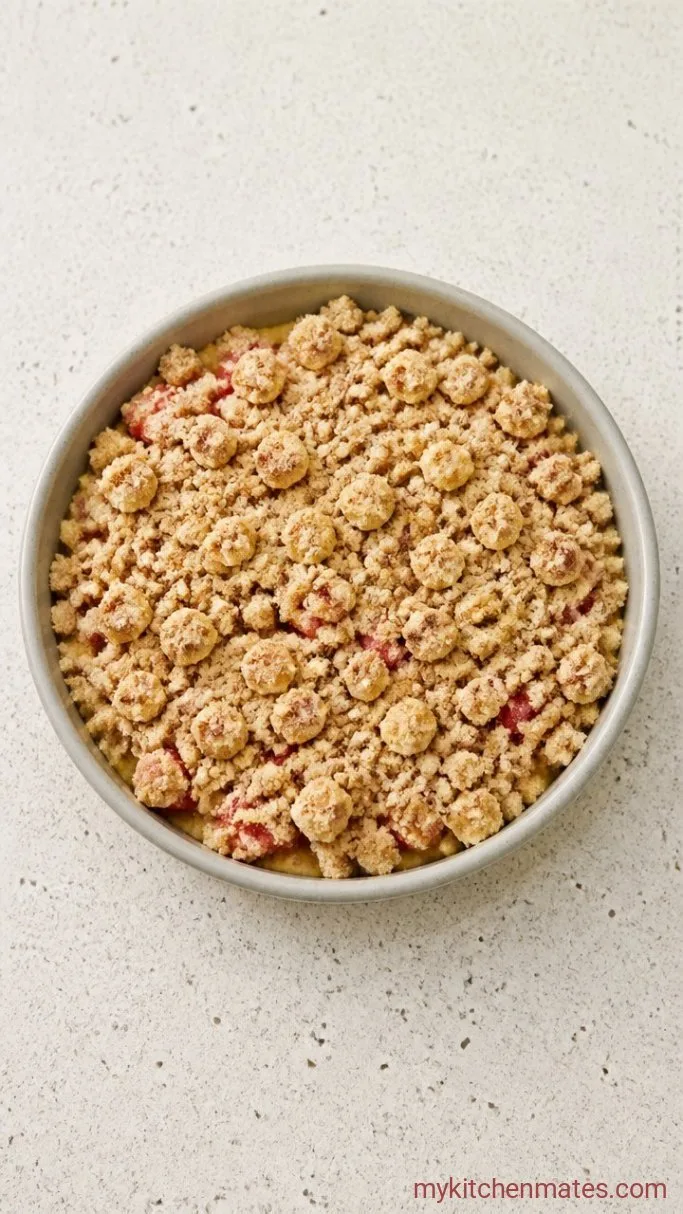 Tender Strawberry Coffee Cake with Brown Sugar Streusel Step 5: Top with Streusel and Bake