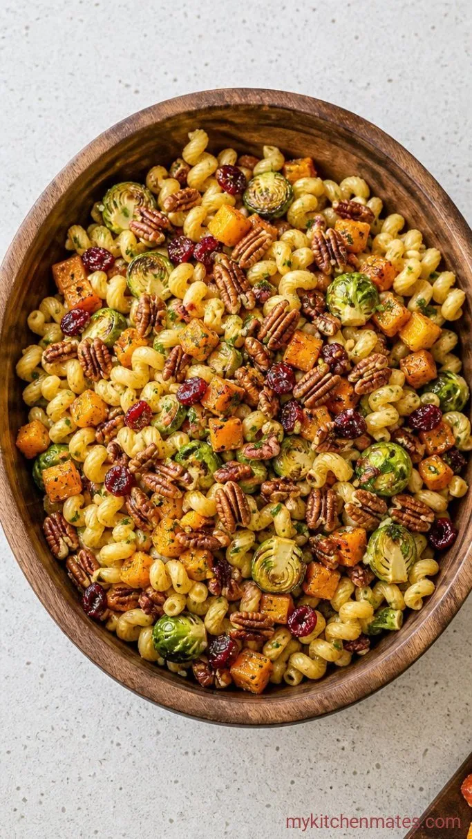 Roasted Fall Harvest Pasta Salad with Maple Dijon Dressing Step 5: Top with the Pecans and Serve