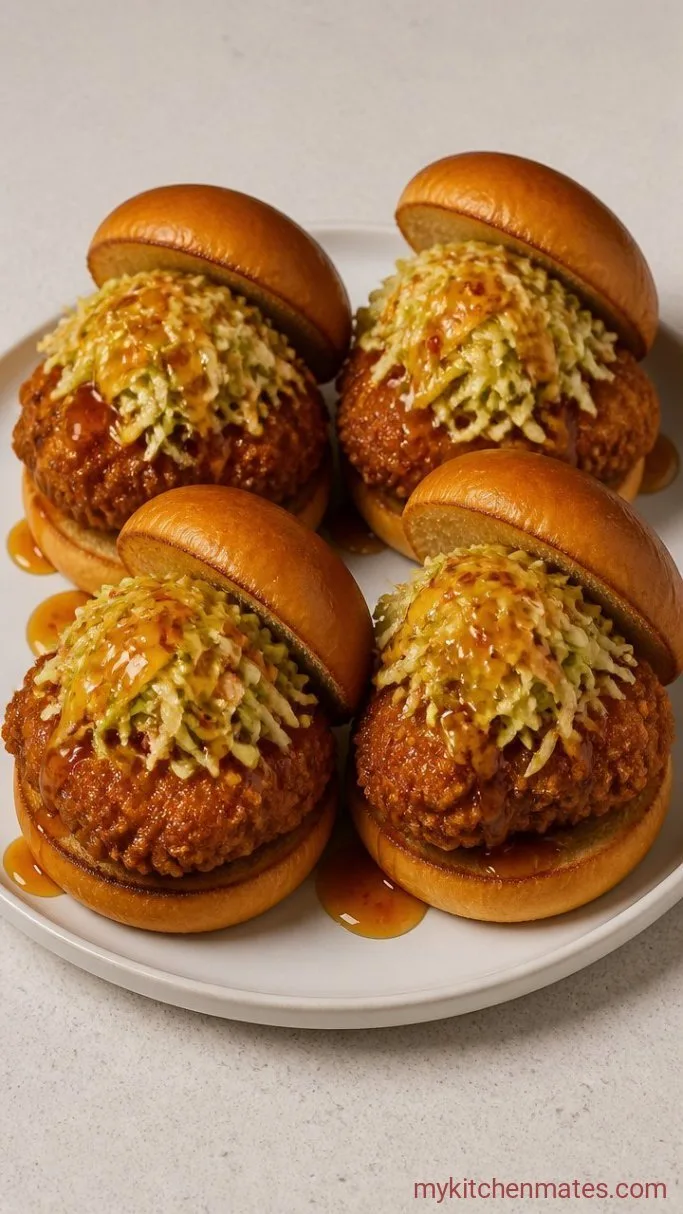 Crispy Hot Honey Chicken Sandwich Step 5: Toss and Build the Sandwiches