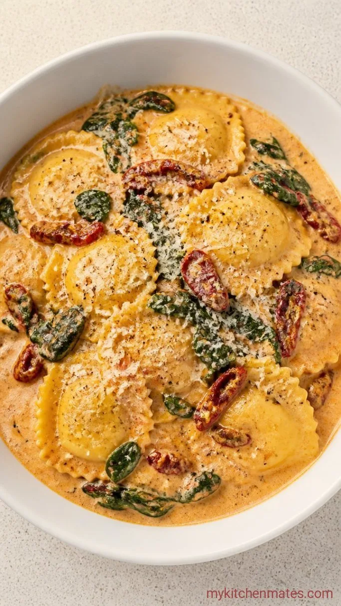 25-Minute Creamy Tuscan Ravioli Step 5: Toss and Serve the Ravioli