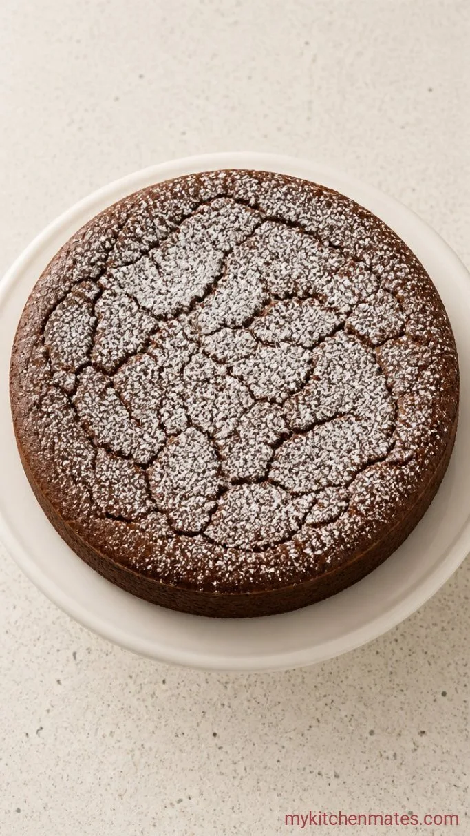 6-Ingredient Fudgy Flourless Chocolate Cake Step 5: Unmold and Dust the Cake