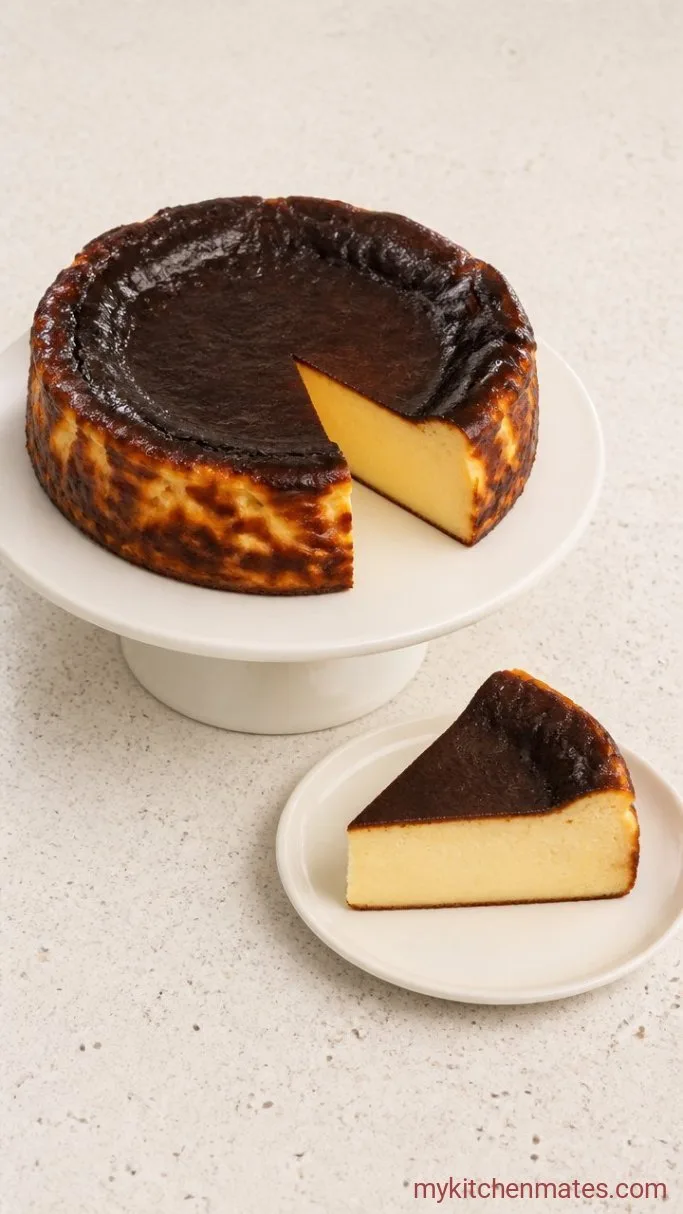 Basque Burnt Cheesecake: Creamy, Caramelized, and Crustless Step 5: Unmold and Slice the Cheesecake