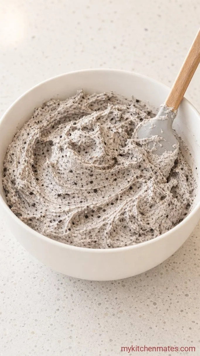 Vanilla Oreo Cake with Cookies and Cream Frosting Step 5: Whip the Frosting