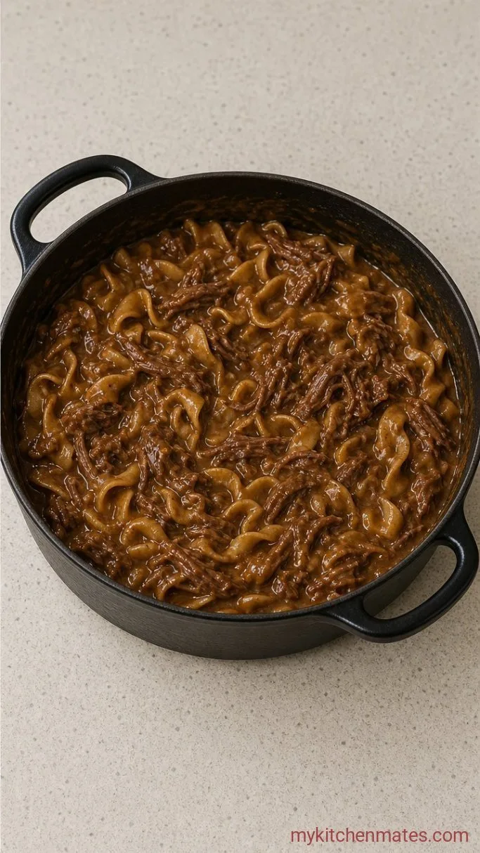 One-Pot Beef and Noodles That Falls Apart Tender Step 5: Whisk in the Gravy