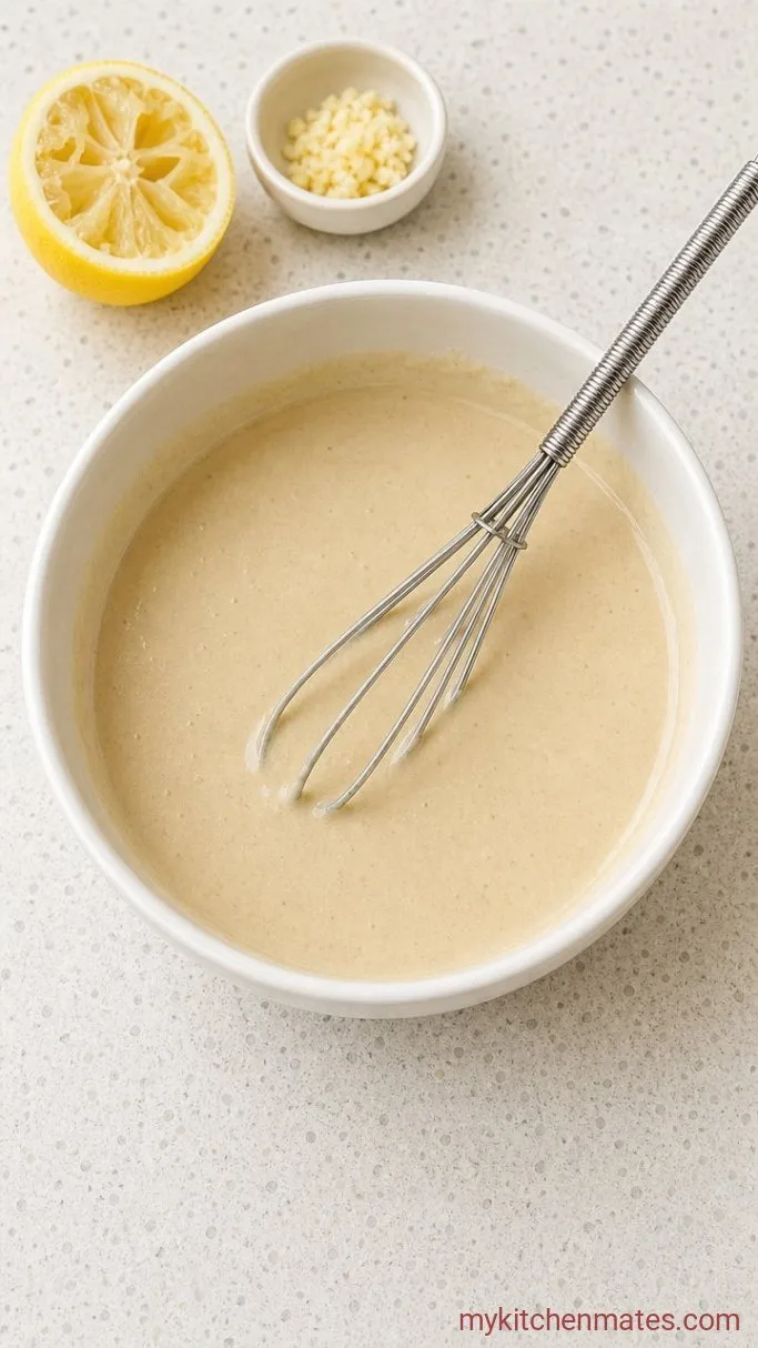 Crispy Baked Tofu Buddha Bowl Step 5: Whisk the Tahini Dressing