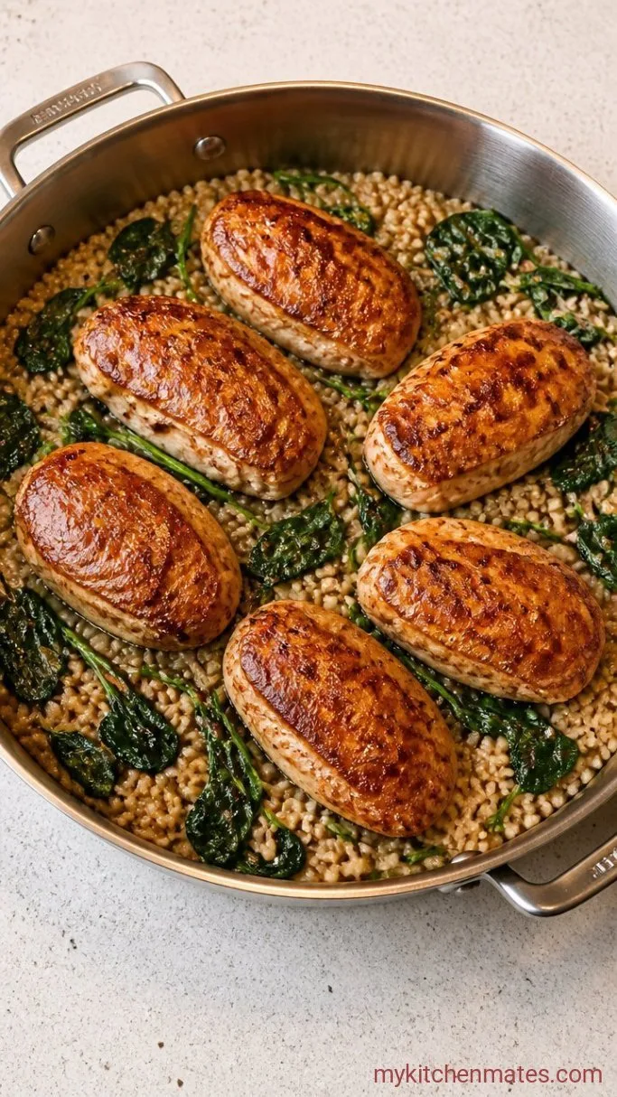 One-Pot Lemon Chicken and Brown Rice with Spinach Step 5: Wilt the Spinach