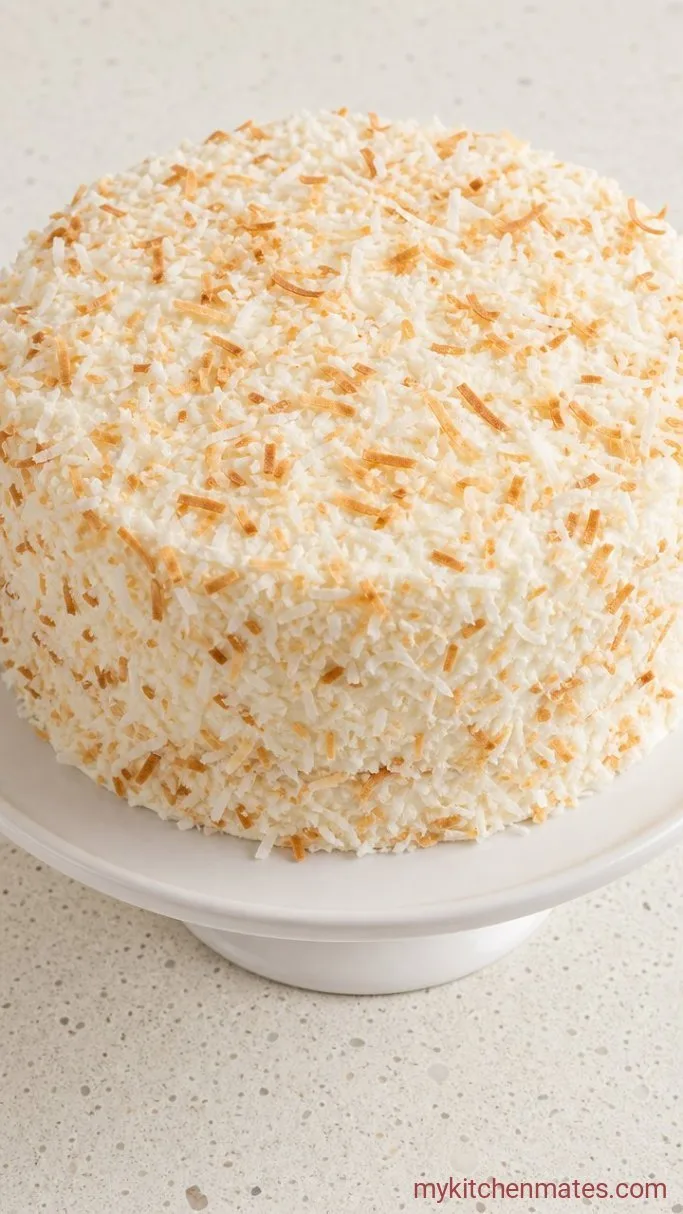 Old Fashioned Coconut Cake Step 6: Assemble and Frost the Cake