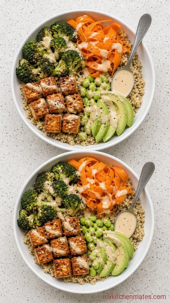 Crispy Baked Tofu Buddha Bowl Step 6: Assemble the Bowls