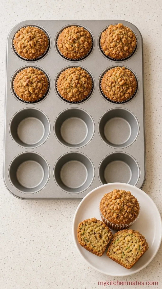 Soft Zucchini Muffin Recipe with Cinnamon and Walnuts Step 6: Bake and Cool the Muffins