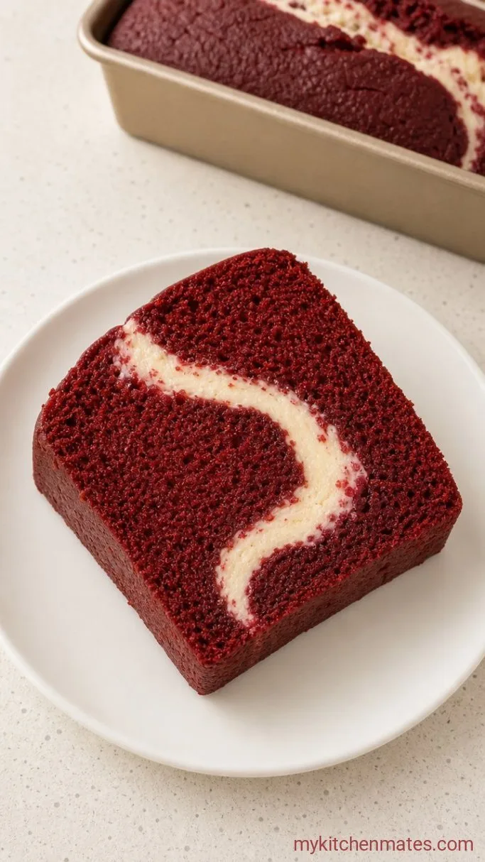 Red Velvet Pound Cake with Cream Cheese Swirl Step 6: Bake and Slice