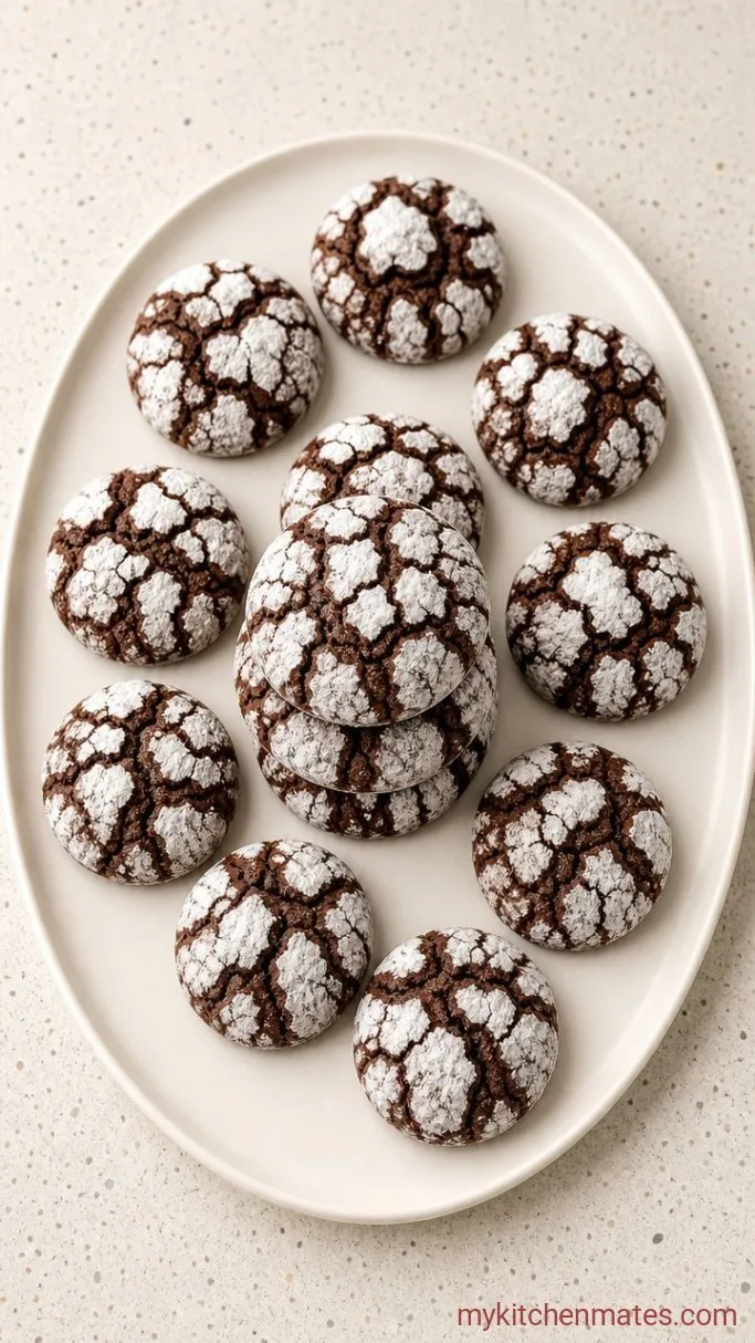 Soft and Fudgy Christmas Crinkle Cookies Step 6: Cool and Plate the Crackled Cookies