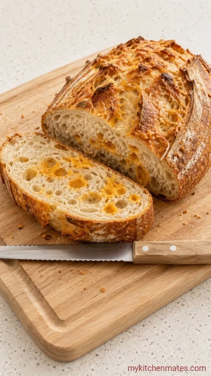 Extra-Sharp Sourdough Cheese Bread Step 6: Cool and Slice