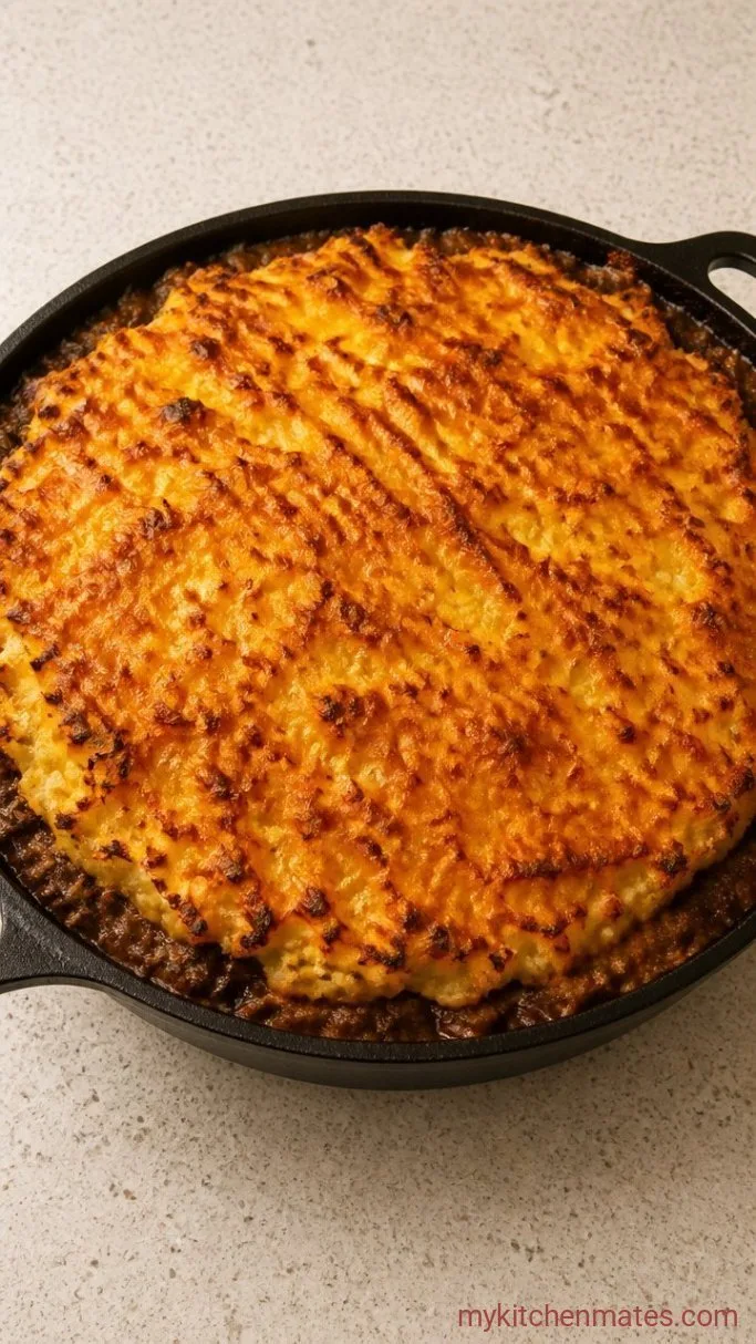 Rich Lamb Shepherd’s Pie with Cheesy Mash Step 6: Crisp the Top