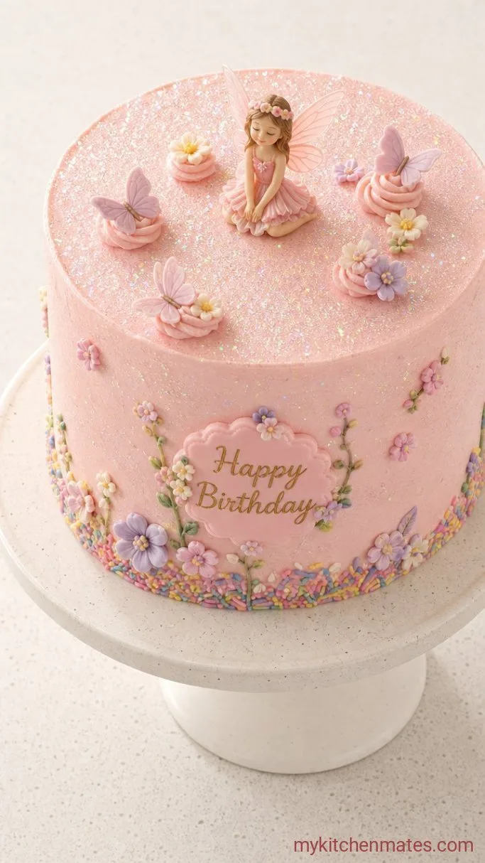 Vanilla Confetti Fairy Birthday Cake Step 6: Decorate with Fairy Glitter