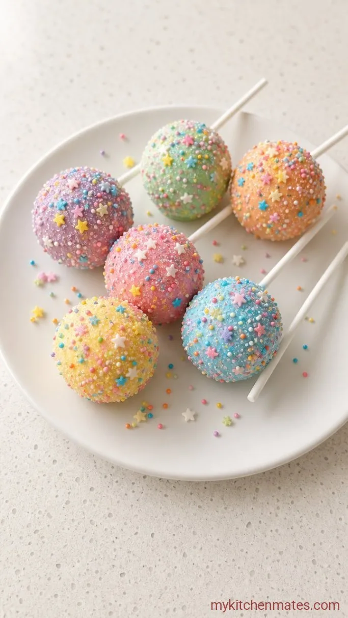 Sugar Cookie Cake Pops Step 6: Decorate with Sprinkles