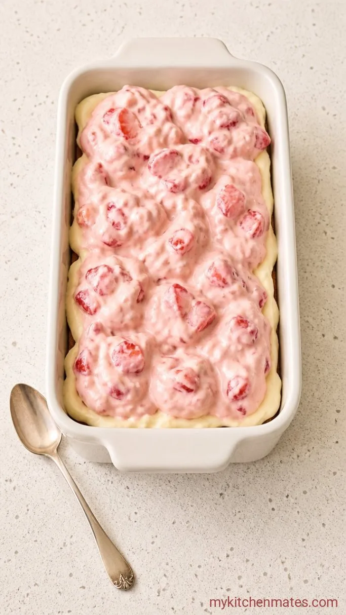 Step 6: Dollop the Strawberry Layer