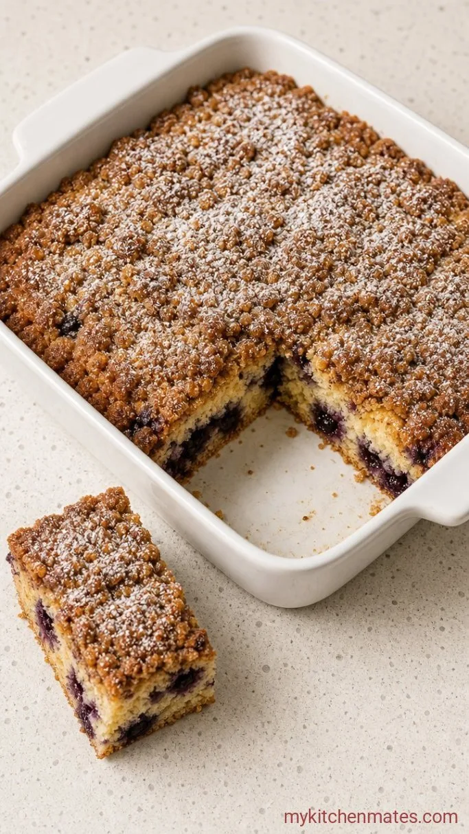 Blueberry Coffee Cake with Brown Sugar Crumble Step 6: Dust and Serve