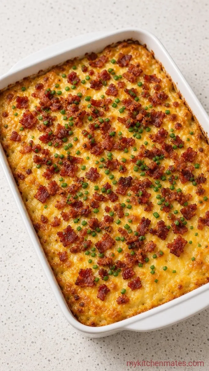 Cheesy No-Boil Loaded Baked Potato Casserole Step 6: Finish with Bacon and Chives