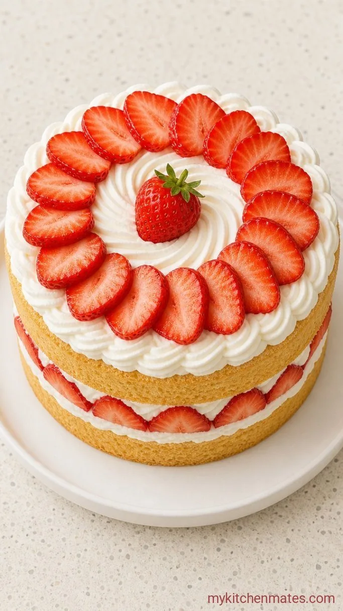 Fluffy Strawberry Bento Cake (Small Batch, 6-Inch Pan) Step 6: Finish with Fresh Strawberries
