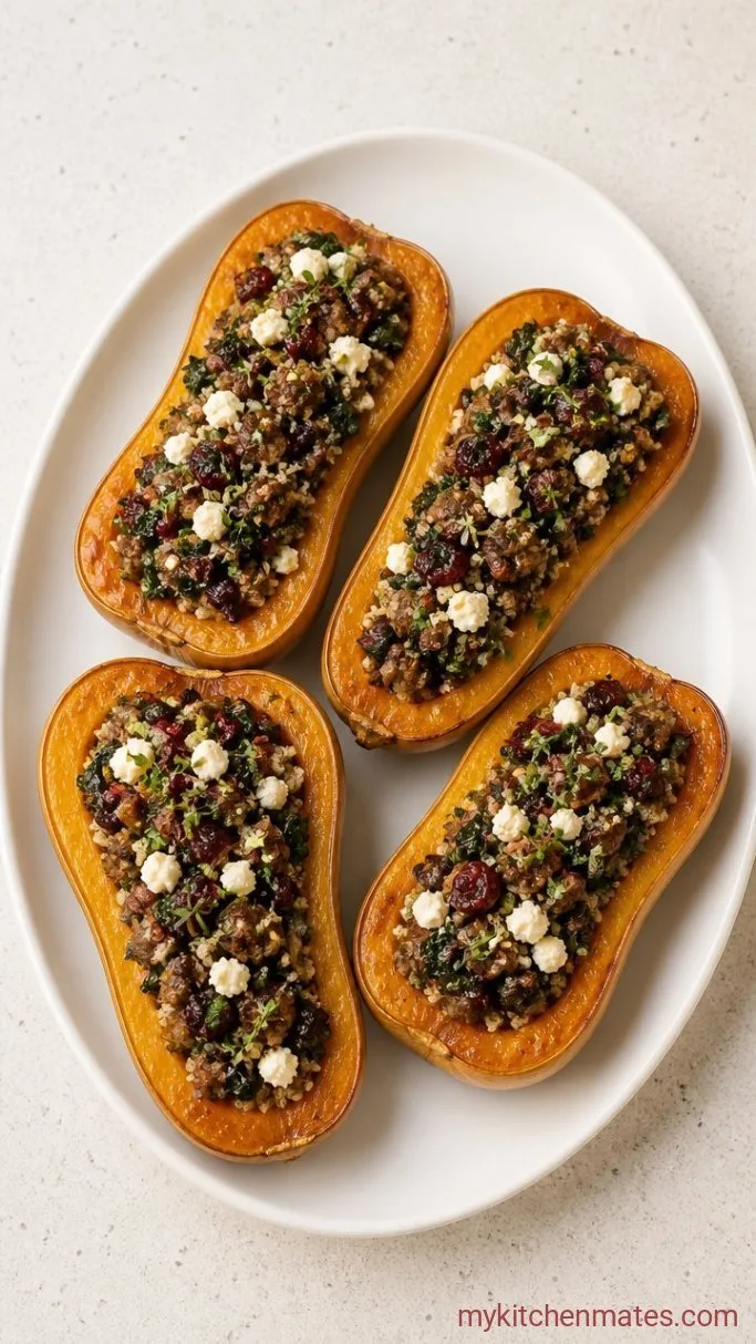 Hearty Sausage & Kale Stuffed Butternut Squash Step 6: Finish with Fresh Thyme and Serve