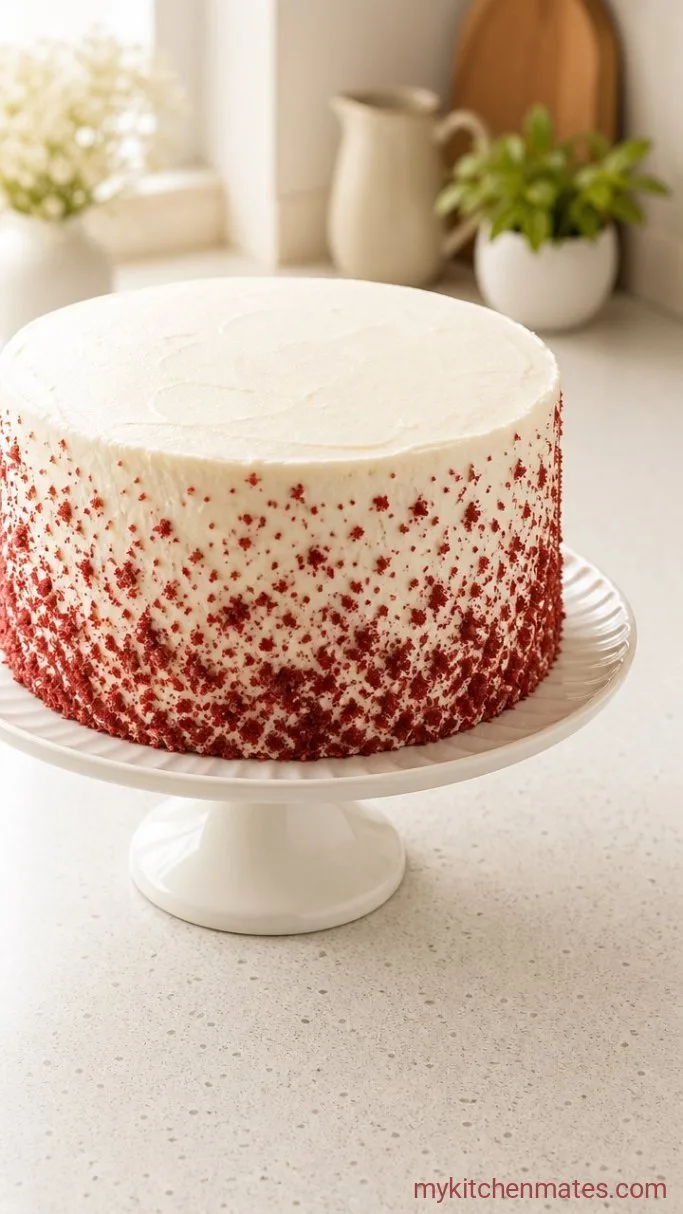 Moist Gluten Free Red Velvet Cake with Cream Cheese Frosting Step 6: Frost and Assemble the Cake