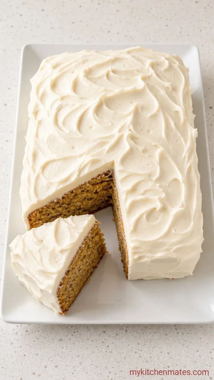 Moist Banana Cake with Cream Cheese Frosting Step 6: Frost and Slice the Cake
