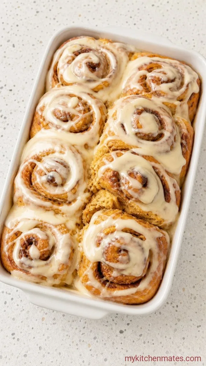 Soft Pumpkin Cinnamon Rolls with Maple Cream Cheese Frosting Step 6: Frost the Cinnamon Rolls