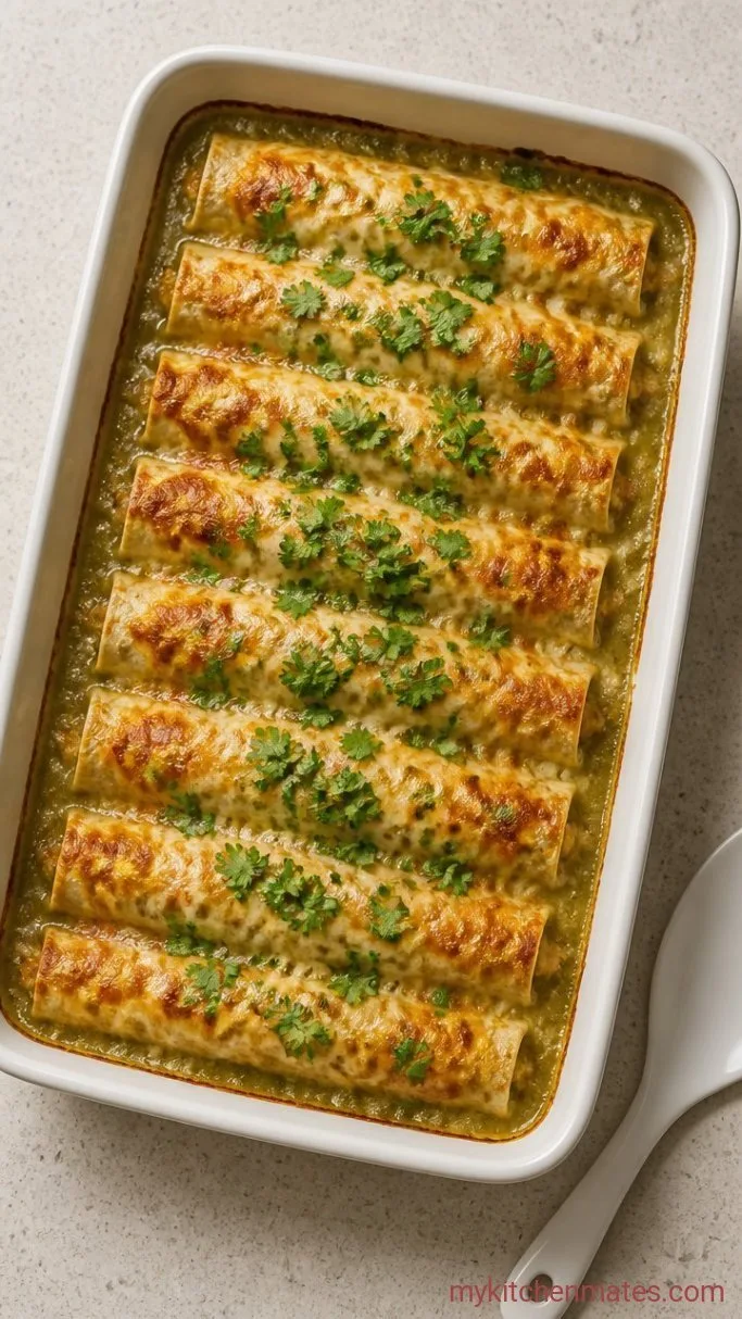 Creamy Green Chile Chicken Enchiladas Step 6: Garnish and Serve