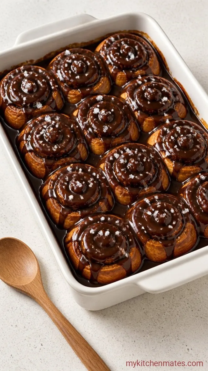Rich Hot Chocolate Cinnamon Rolls Step 6: Glaze and Serve