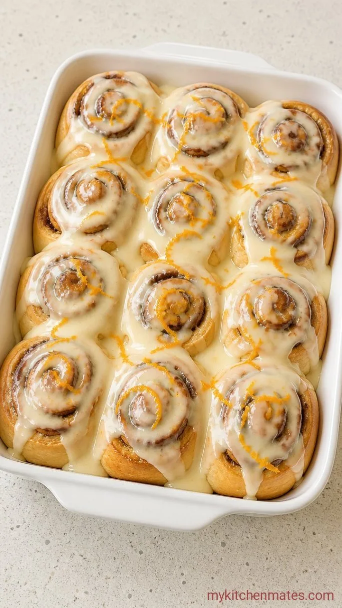 Fluffy Orange Cinnamon Rolls with Orange Cream Cheese Glaze Step 6: Glaze and Serve