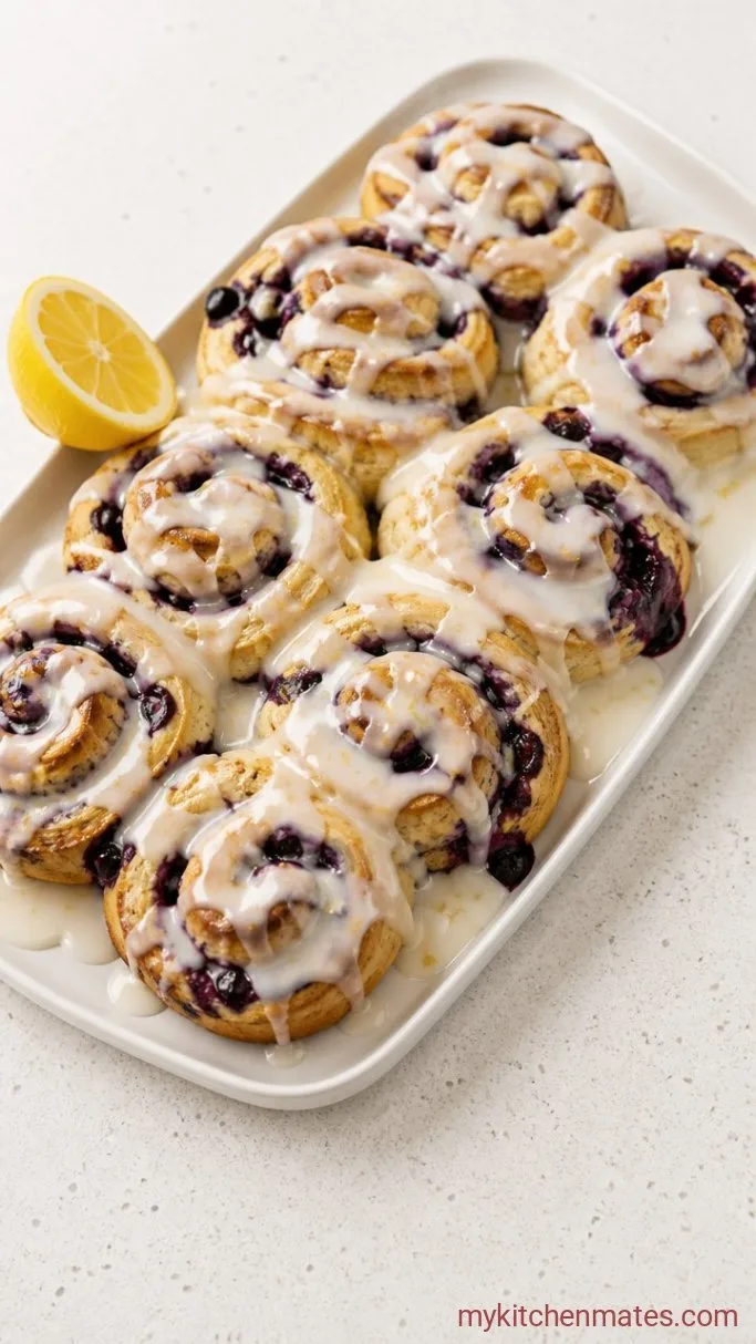 Blueberry Lemon Cinnamon Rolls with Lemon Cream Cheese Icing Step 6: Ice and Serve the Rolls