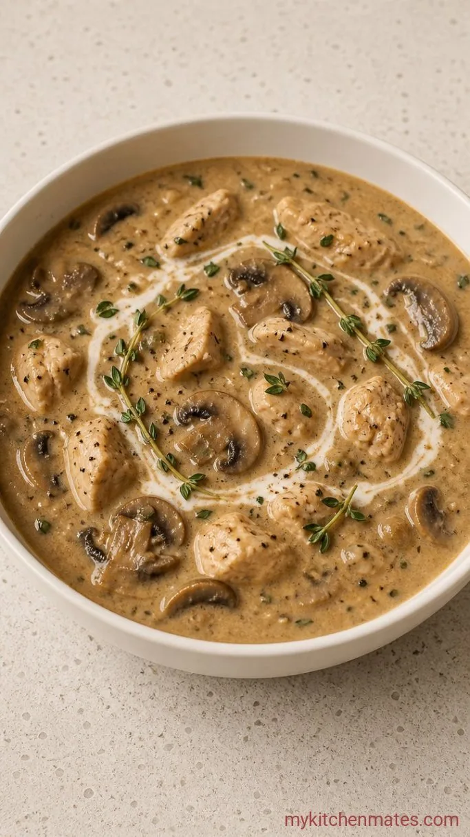 Cozy One-Pot Creamy Chicken Mushroom Soup Step 6: Ladle and Serve