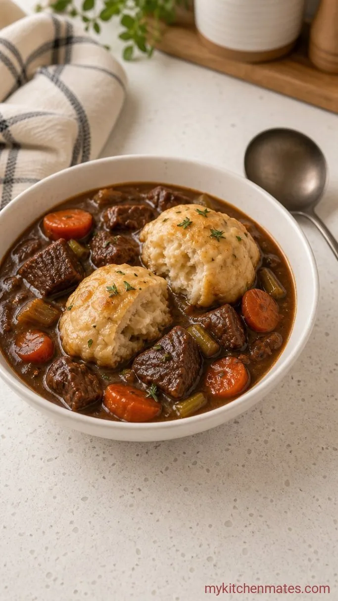 Hearty Beef Stew with Fluffy Dumplings Step 6: Ladle and Serve