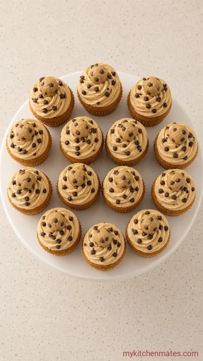 Stuffed Cookie Dough Cupcakes Step 6: Pipe and Top the Cupcakes